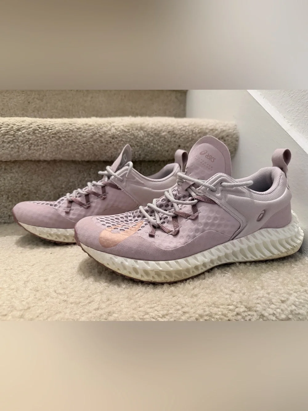 ASICS Women's Pale Lavender Athletic Sneakers with Pink Accent